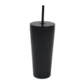 Gros plan détail du gobelet isotherme en acier inoxydable noir mat avec finition. - 24oz / Noir