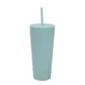 Gobelet en acier inox vert menthe avec paille, tasse de voyage isolée double paroi pour quotidien. - 24oz / Vert