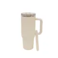 Stainless steel insulated tumbler with handle and lid for outdoor travel, large capacity cup. - 40oz/1200ML / White