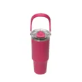 Pink insulated tumbler 40oz travel mug large capacity car water bottle with handle new - 40oz / Fuschia
