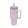 Vaso térmico de acero inoxidable con asa y pajita morado pastel gran capacidad 304 - Violeta Claro