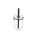 Clear tritan straw cup detail, transparent tumbler with black lid and straw, 12oz. - Black