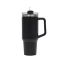 Black 304 stainless steel insulated tumbler with handle and straw for daily and travel use. - Large / Black