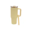 Stainless steel insulated tumbler with handle, vacuum car cup, large capacity travel water bottle. - 40oz/1200ML / Light Yellow