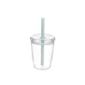 Detail shot of the 12oz clear tritan straw cup with pastel green straw and lid ring. - Matcha Green 8310