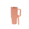 Pink stainless steel insulated tumbler with handle and straw lid, large capacity car travel mug. - 30oz/900ML / Orange