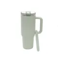 Stainless steel insulated travel tumbler with handle and straw lid, perfect for car and outdoor use. - 30oz/900ML / Light Green