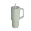 Light green stainless steel insulated travel tumbler with handle and straw lid for cars. - 30oz / Light Green