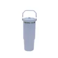 30oz stainless steel insulated travel mug with folding handle portable car tumbler blue - Light Blue