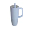 Light blue insulated tumbler with handle and straw lid, perfect for car travel and daily use. - 30oz / Light Blue