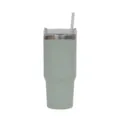 Stainless steel insulated tumbler with straw and clear lid, portable travel mug for cold drinks. - 24oz / Light Green