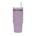 Stainless steel insulated tumbler with straw and clear lid, portable hot and cold travel mug. - 24oz / Light Purple