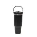 Schwarzer Edelstahl Vakuum isolierter Reisebecher mit praktischem Henkel für den Alltag. - 1200ml / Schwarz