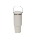 Edelstahl Isolierbecher mit Griff, grosser Kapazitaet tragbare Auto Reise Wasserflasche. - 1200ml / Weiß