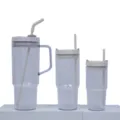 Klares Kunststoff-Becher-Set mit Strohhalm und Henkel, großer Auto-Trinkbecher für Alltag - Transparentes 3-Teiliges Set