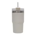Stainless steel insulated tumbler with straw lid, portable travel car mug for cold drinks. - 450ml / White