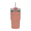 Stainless steel thermal travel tumbler with straw and lid, portable hot and cold beverage cup. - 450ml / Orange