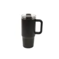 Stainless steel thermal car tumbler with handle and lid, large capacity portable travel mug. - 20oz/600ml / Black