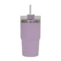 Stainless steel insulated tumbler, lavender car cup with straw and clear lid variant. - 450ml / Light Purple