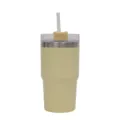 Stainless steel insulated tumbler with straw and lid, portable hot and cold travel mug. - 450ml / Light Yellow