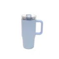 Stainless steel insulated tumbler, light blue car cup with handle and straw lid variant. - 20oz/600ml / Light Blue