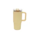 Stainless steel insulated car tumbler with ergonomic handle and straw lid in yellow - 20oz/600ml / Light Yellow