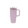 Stainless steel insulated tumbler with handle and straw lid, purple car travel mug. - 20oz/600ml / Light Purple