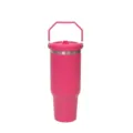 Edelstahl isolierter Becher mit Henkel und Deckel, großer rosa Reise-Trinkbecher. - 1200ml / Fuchsie