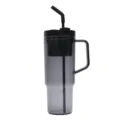 40oz Kunststoff Reisebecher mit Griff Strohhalm und Tee-Einsatz für Auto und den Alltag. - 40oz/1200ML / Transparentes Graublau 57530