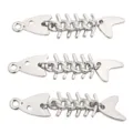 Movable alloy fish skeleton charms for DIY handmade bracelets, necklaces and keychains. - 1 Piece/Pack / White K Gold