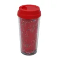 Vaso de viaje de plástico rojo de doble pared con confeti brillante colorido 16oz. - Rojo China