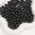 Black glass round beads loose DIY jewelry accessories for handmade necklaces and bracelets crafting. - Black