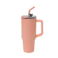 Pink 40oz Insulated Tumbler with Handle and Straw Stainless Steel Travel Mug for Daily Use - 1200ml / Orange
