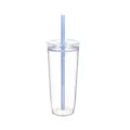 Bicchiere trasparente in Tritan con cannuccia 20oz coperchio azzurro tazza caffe semplice - Blu chiaro 8759