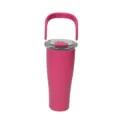 Stainless steel insulated tumbler with handle pink vacuum cup portable water bottle detail view - 850ml / Fuschia