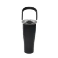 Black stainless steel insulated travel tumbler with handle and clear lid for outdoor use - 850ml / Black