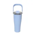 Stainless steel insulated tumbler with handle and clear lid, blue travel water bottle for office outdoor. - 850ml / Light Blue