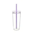 Bicchiere Trasparente in Tritan da 20oz con Cannuccia Viola e Coperchio, Tazza Riutilizzabile - Viola chiaro 9557