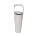Stainless steel insulated tumbler detail, white portable water cup with handle and lid. - 850ml / White
