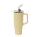 40oz stainless steel insulated tumbler with handle and straw, double wall travel mug yellow - Large / Light Yellow