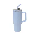 40oz stainless steel insulated tumbler with handle lid and straw, light blue travel mug. - Large / Light Blue