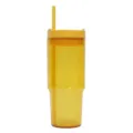 40oz Large Capacity Plastic Travel Tumbler with Straw Yellow Car Cup 3-Piece Set - 26oz Transparent Clear Yellow