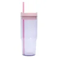 40oz clear plastic tumbler with pink straw lid, portable large capacity car water cup. - 26oz Transparent Clear Purple