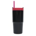 40oz Large Plastic Car Tumbler Black Body with Pink Lid and Straw Variant SKU Item. - 15oz Transparent Clear Black