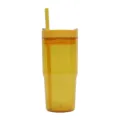 40oz large capacity plastic travel tumbler with straw and lid, bright yellow design for daily use. - 15oz Transparent Clear Yellow