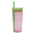 40oz large capacity plastic tumbler with straw and cute lid for daily use and travel - 15oz Transparent Pink