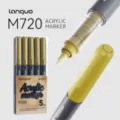 Set de marqueurs acryliques Lanquo M720, 5 pieces de stylos dores pour le dessin. - Lot de 5 / Or
