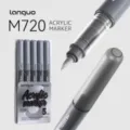 Lanquo M720 Marqueur Acrylique Set 5 Pcs Argenté Pointe Souple Peinture Graffiti - Lot de 5 / Argent