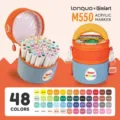 Kit de marqueurs acryliques Lanquo 48 couleurs stylo oeuf sac de rangement art etudiant - M550-48 couleurs