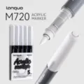 Lanquo M720 Marqueur Acrylique Blanc 5 Pcs Ensemble Liquide Direct Sans Pression Art - Lot de 5 / Blanc